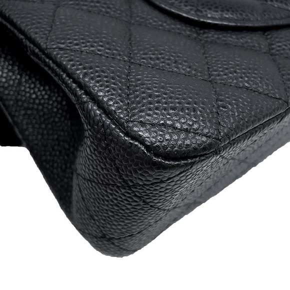 Chanel Double Chain Shoulder Bag Matelasse 25 Caviar Skin Black - Picture 12 of 14